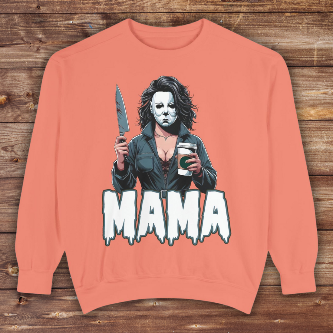 Michael Myers Mama Crewneck | Cute Spooky Crewneck | Michael Myers Crewneck | Unisex Garment-Dyed Sweatshirt