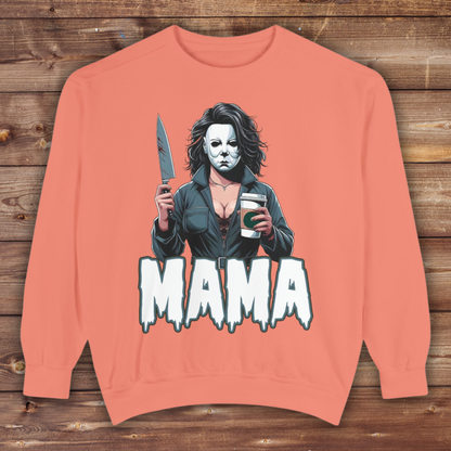 Michael Myers Mama Crewneck | Cute Spooky Crewneck | Michael Myers Crewneck | Unisex Garment-Dyed Sweatshirt