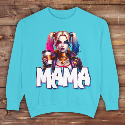 Harley Quinn Mama Crewneck | Cute Spooky Crewneck | Harley Quinn Crewneck | Unisex Garment-Dyed Sweatshirt