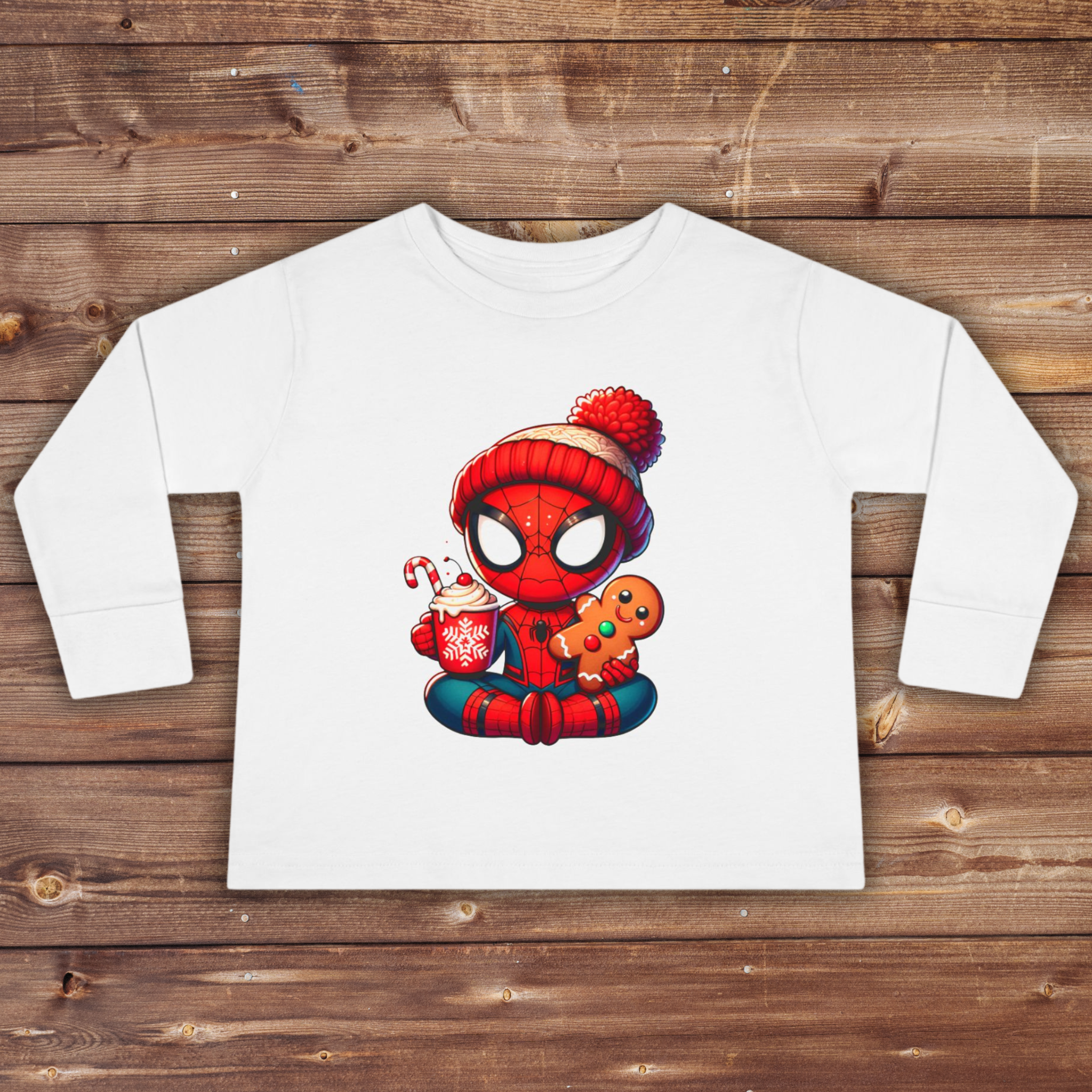 Cute Spidey Christmas Toddler Long Sleeve Tee