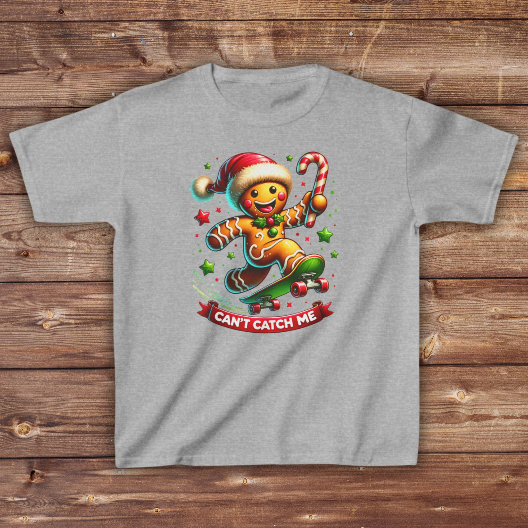 Gingerbread Skateboard Kids Tee - Fun Holiday Shirt