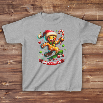 Gingerbread Skateboard Kids Tee - Fun Holiday Shirt