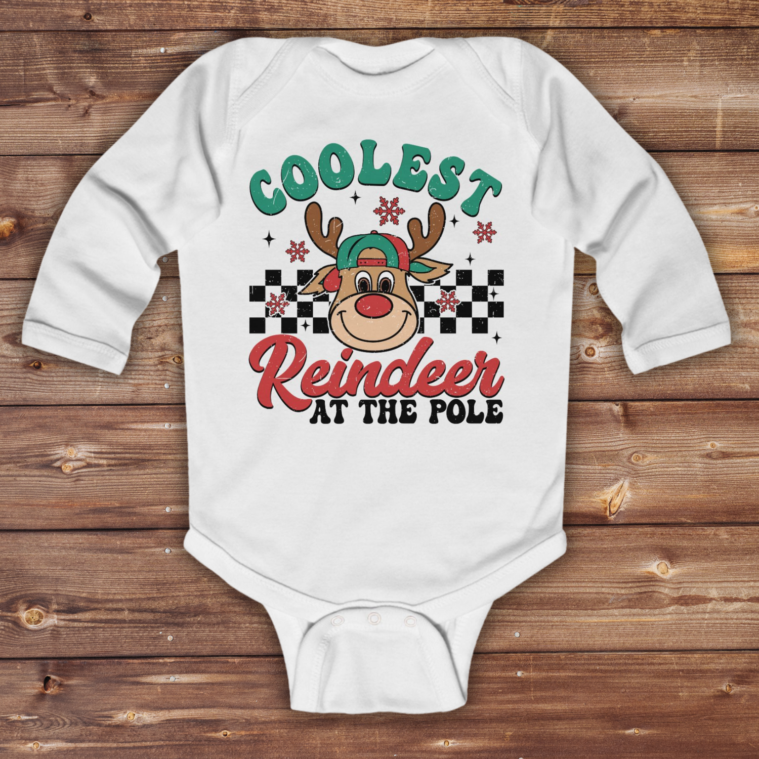 Coolest Reindeer Infant Long Sleeve Bodysuit - Holiday Baby Outfit