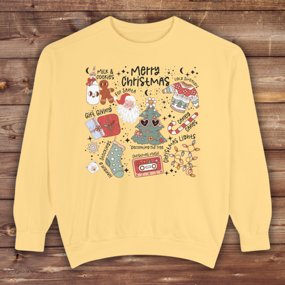 Merry Christmas Sweatshirt - Unisex Garment-Dyed Holiday Apparel