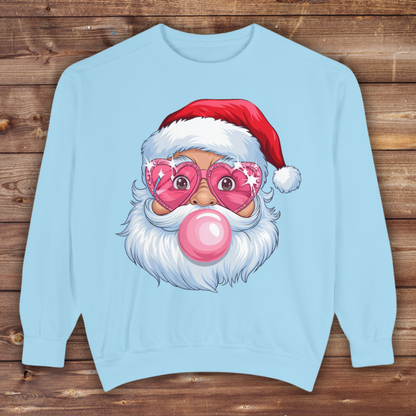 Santa Bubble Gum | Cute Santa Unisex Garment-Dyed Sweatshirt