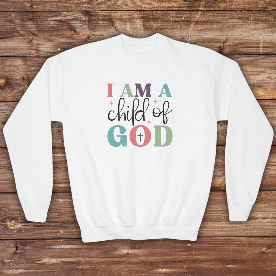 I Am A Child of God Youth Crewneck Sweatshirt - Faith-Inspired Apparel