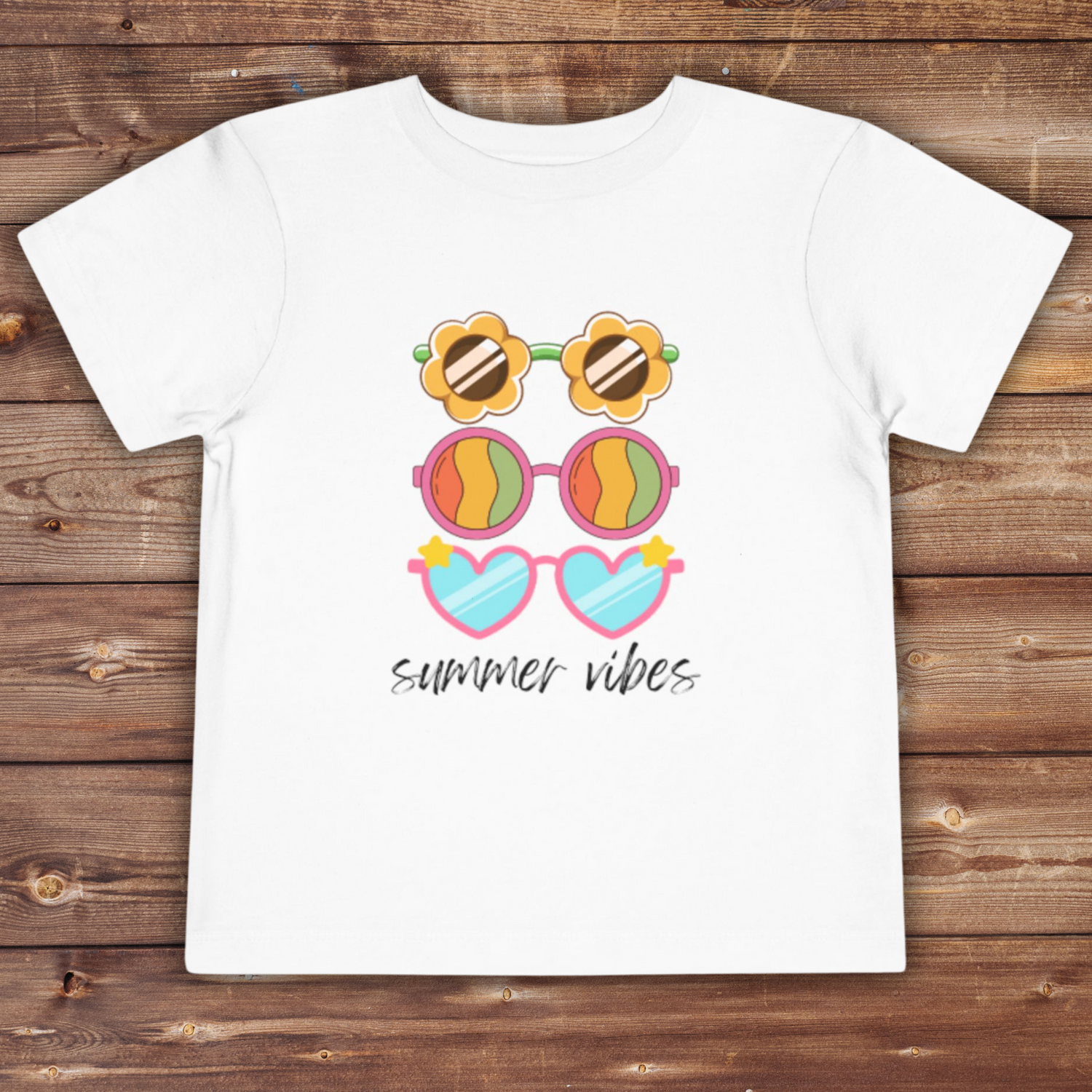 Summer Vibes Toddler T-shirt | Cute Sunglasses Tee | Vacation Summer Beach T-shirt | Toddler Short Sleeve Tee