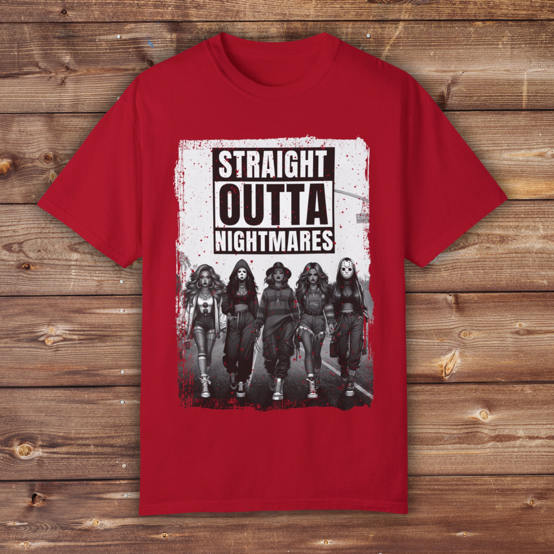 Halloween Horror Movie Shirt | Straight Outta Nightmares Shirt | Unisex Garment-Dyed T-shirt