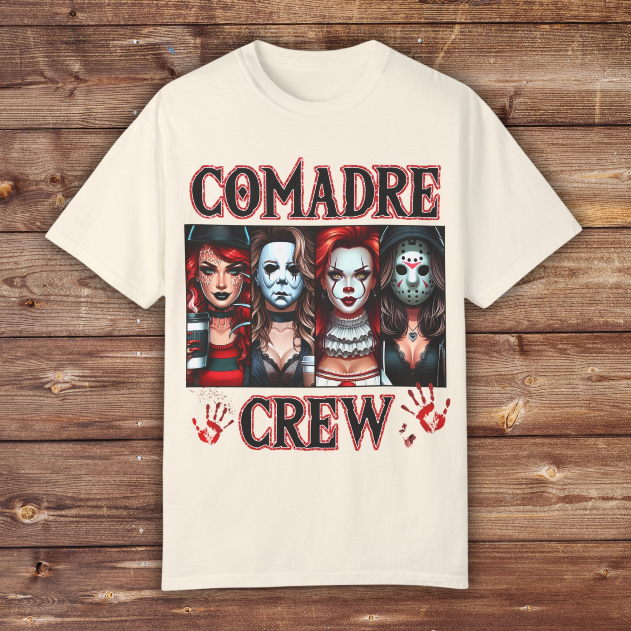 Horror Comadre Crew 4 Ladies Shirt | Horror Ladies Shirt Unisex Garment-Dyed T-shirt